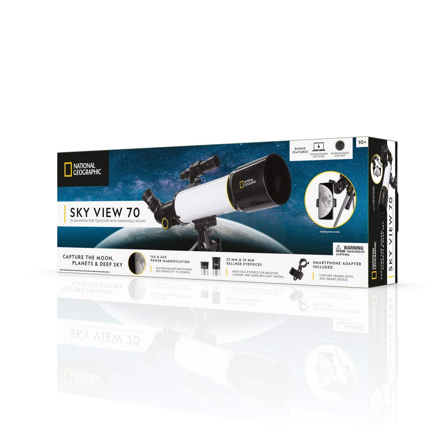 National Geographic RT70400 70mm Refractor Telescope — Beginner Telescope with Panhandle Mount and Smartphone Adapter