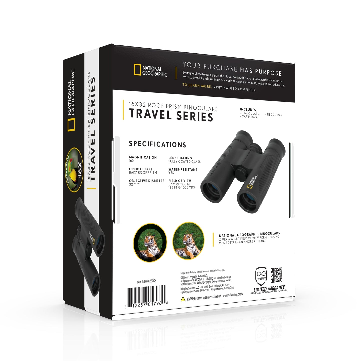 National Geographic 16x32 Binoculars 80-01632CP | Telescope Wolves