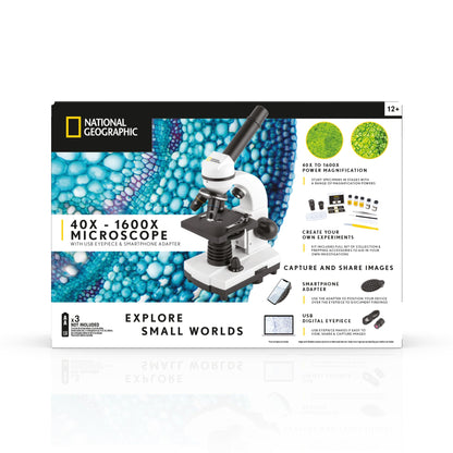 National Geographic 40x-1600x Biological Microscope with USB Eyepiece — Advanced Student Microscope with Camera | Telescope Wolves