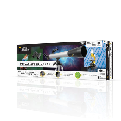 National Geographic Deluxe Adventure Set 80-30103 – Beginner Telescope, Microscope & Binocular Kit for Young Explorers