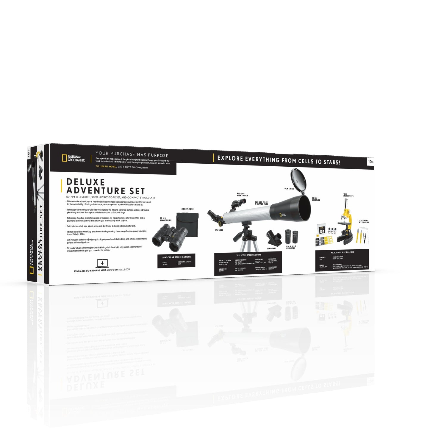National Geographic Deluxe Adventure Set 80-30103 – Beginner Telescope, Microscope & Binocular Kit for Young Explorers