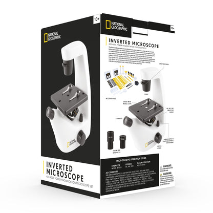 National Geographic 40x-400x Inverted Microscope — Student Microscope with Full Accessory Kit | Telescope Wolves
