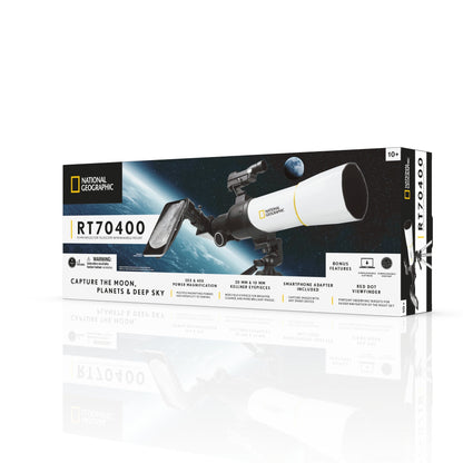 National Geographic RT70400 70mm Refractor Telescope 80-50070 – Beginner Telescope with Panhandle Mount & Smartphone Adapter