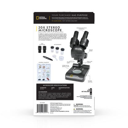National Geographic 20x Stereo Microscope — Dissection Microscope for Students and Hobbyists | Telescope Wolves