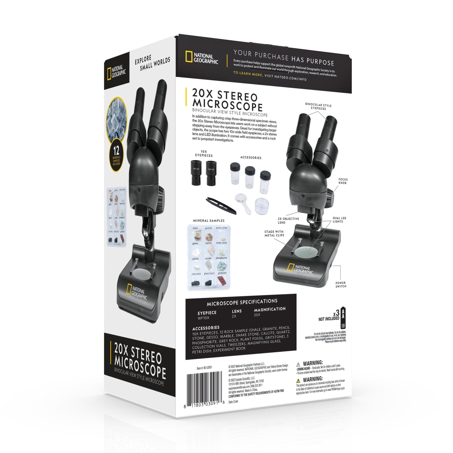 National Geographic 20x Stereo Microscope — Dissection Microscope for Students and Hobbyists | Telescope Wolves