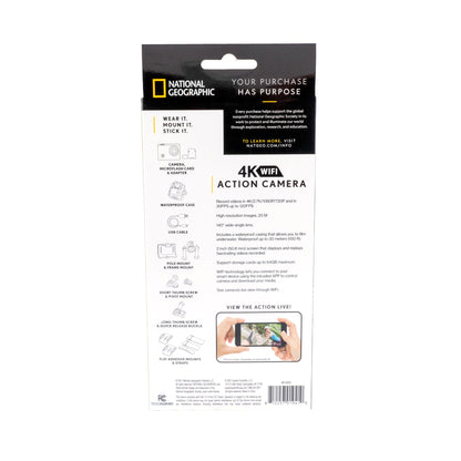 National Geographic 4K Action Camera with WiFi 80‑83002 – Waterproof Adventure Camera