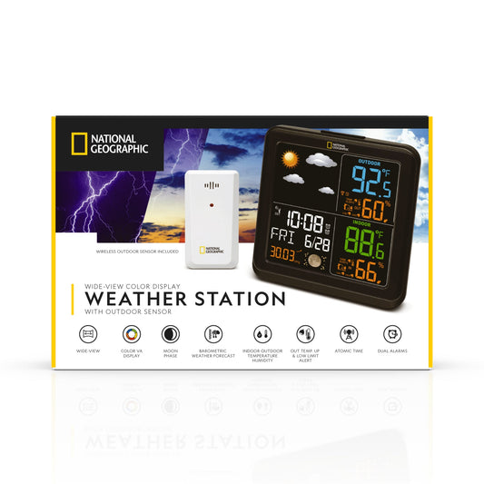 Explore Scientific Wide-View Weather Station with Outdoor Sensor — Indoor-Outdoor Temperature and Humidity Monitor | Telescope Wolves