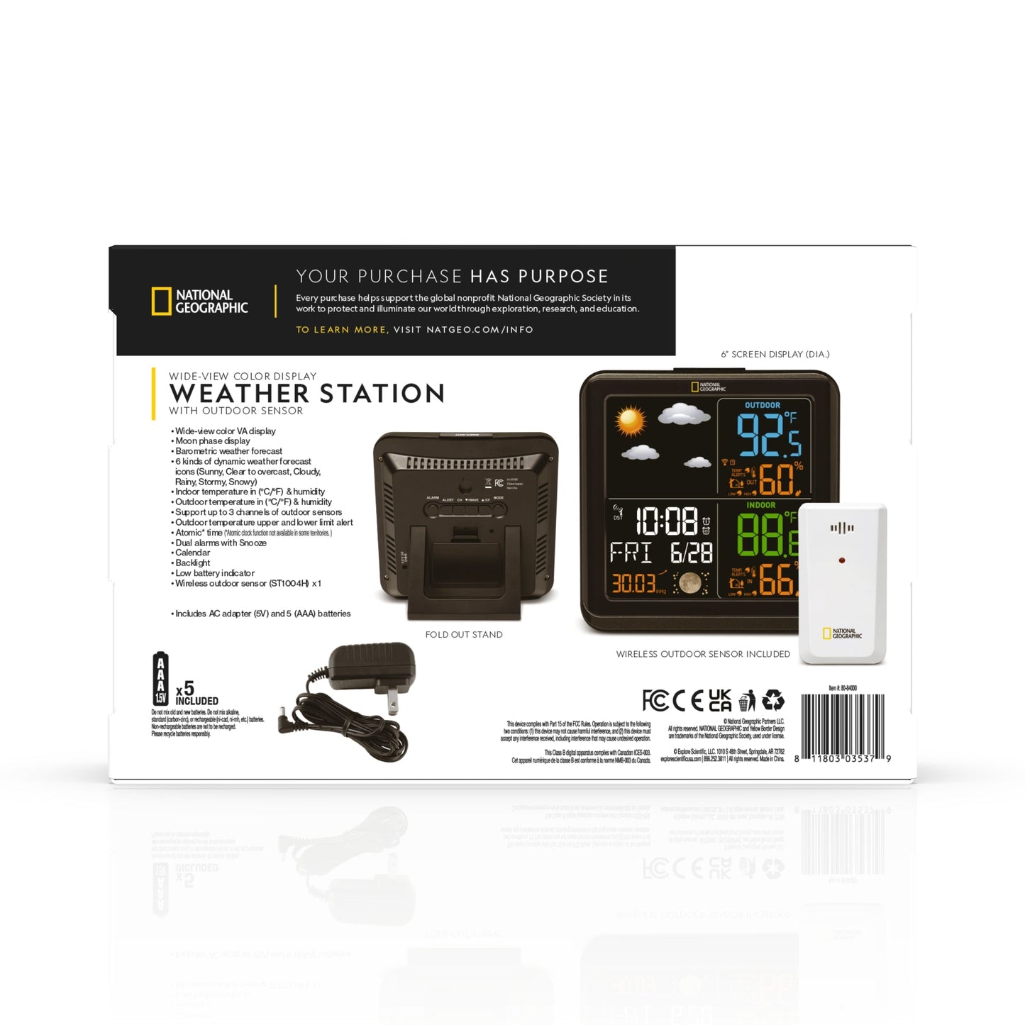 Explore Scientific Wide-View Weather Station with Outdoor Sensor — Indoor-Outdoor Temperature and Humidity Monitor | Telescope Wolves