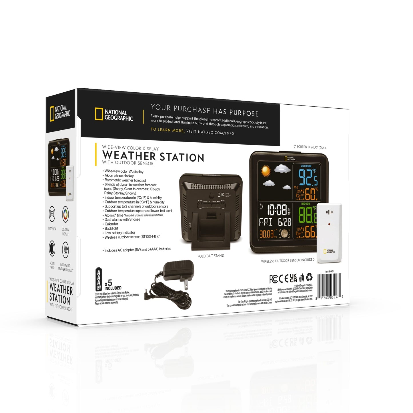 Explore Scientific Wide-View Weather Station with Outdoor Sensor — Indoor-Outdoor Temperature and Humidity Monitor | Telescope Wolves