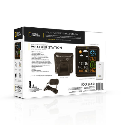 Explore Scientific Wide-View Weather Station with Outdoor Sensor — Indoor-Outdoor Temperature and Humidity Monitor | Telescope Wolves