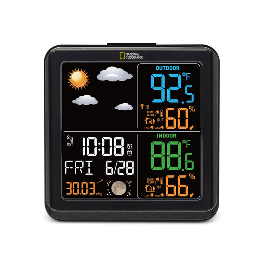 Explore Scientific Wide-View Weather Station with Outdoor Sensor — Indoor-Outdoor Temperature and Humidity Monitor | Telescope Wolves