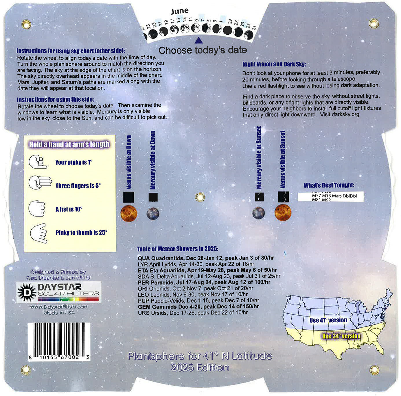 DayStar 2025 Planisphere rotating star finder, night sky map for beginner stargazers learning to identify stars and constellations by date and time of year, available in Northern Hemisphere edition PS202534 and Southern Hemisphere edition PS202541

