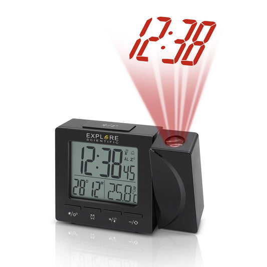 Explore Scientific RDP1001CM3000 Radio-Controlled Projection Clock – Black