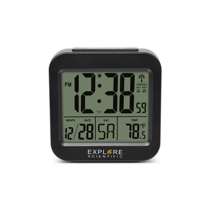 Explore Scientific Travel Alarm with Radio-Controlled Clock and Indoor Temperature Display RDC1008