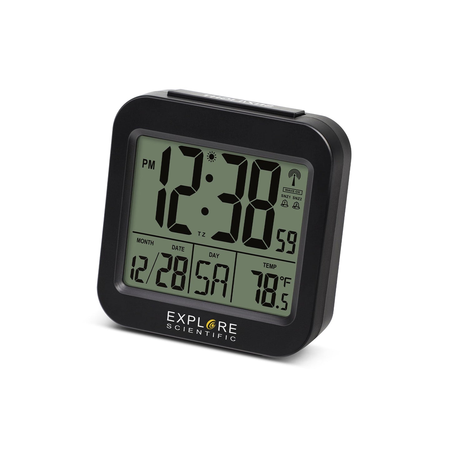 Explore Scientific Travel Alarm with Radio-Controlled Clock and Indoor Temperature Display RDC1008
