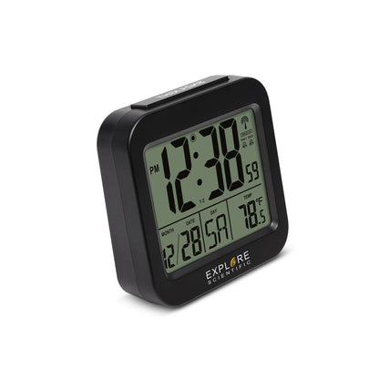 Explore Scientific Travel Alarm with Radio-Controlled Clock and Indoor Temperature Display RDC1008