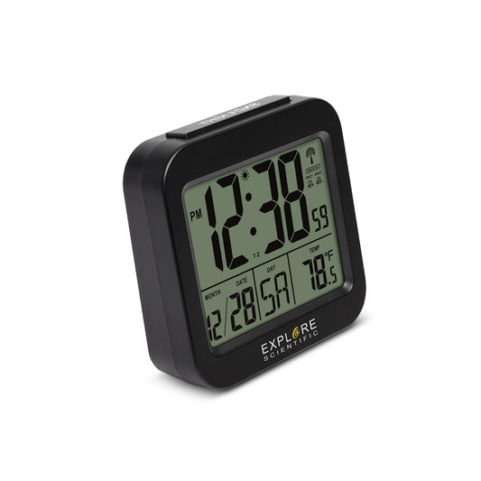 Explore Scientific Travel Alarm with Radio-Controlled Clock and Indoor Temperature Display RDC1008