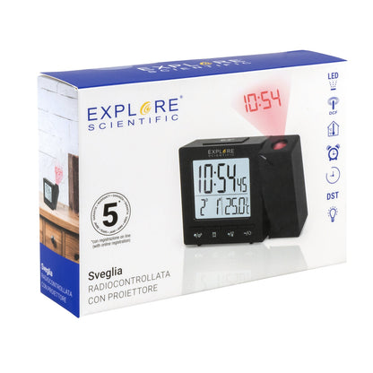 Explore Scientific RDP1001 Projection Clock — Black — Projects Time on Wall or Ceiling