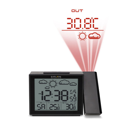 Explore Scientific Projection Radio Controlled Clock with Weather Forecast Display RPW3009CM3000