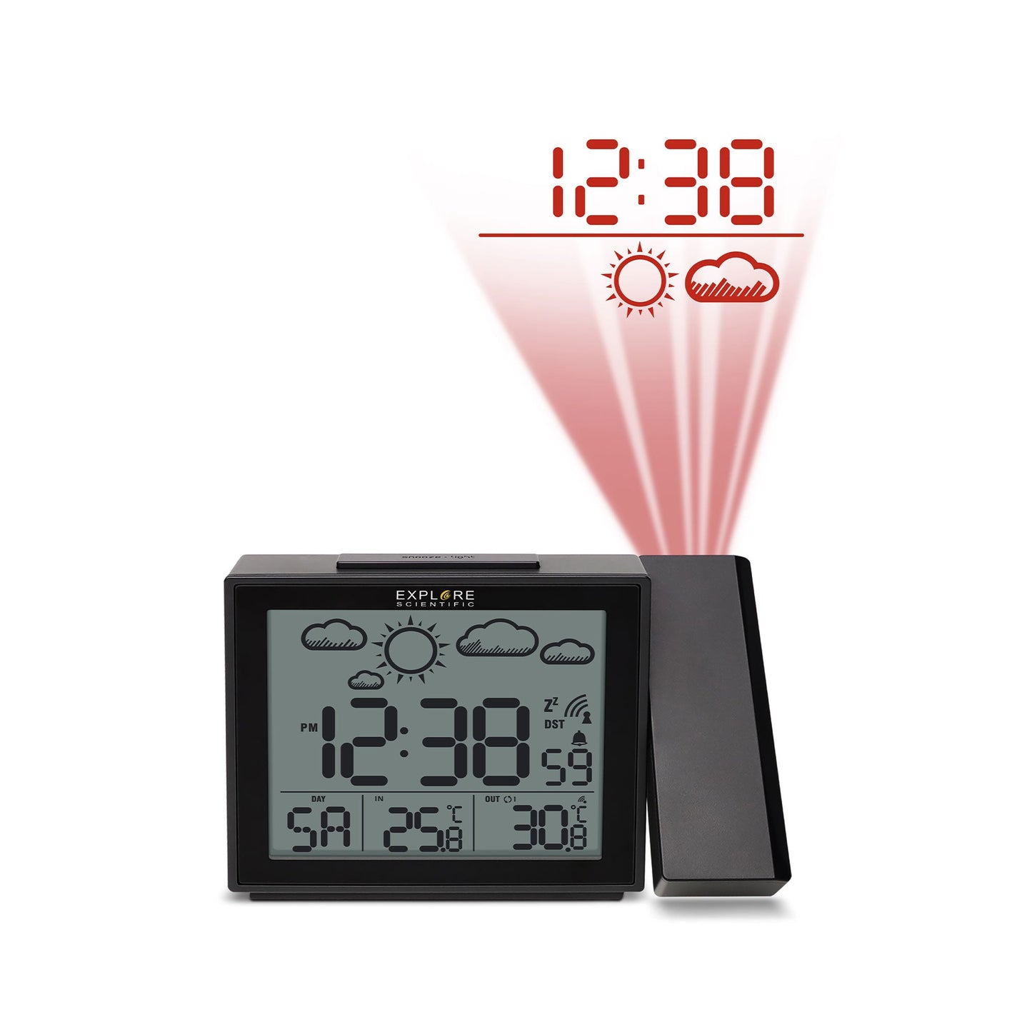 Explore Scientific Projection Radio Controlled Clock with Weather Forecast Display RPW3009CM3000