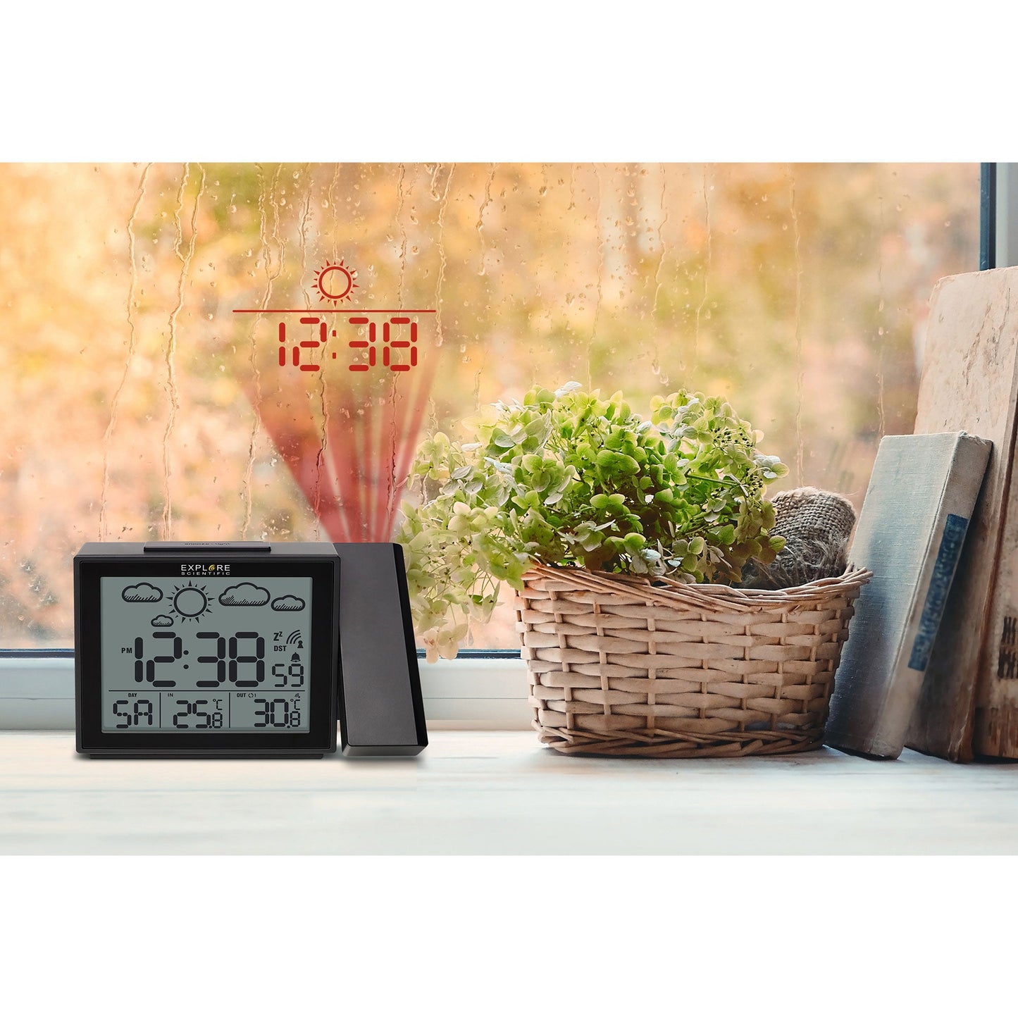 Explore Scientific Projection Radio Controlled Clock with Weather Forecast Display RPW3009CM3000