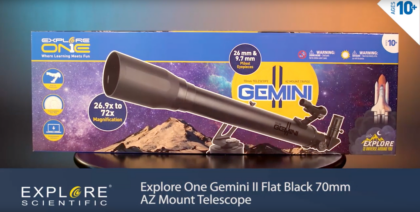 Gemini II Flat Black 70mm AZ Mount Telescope