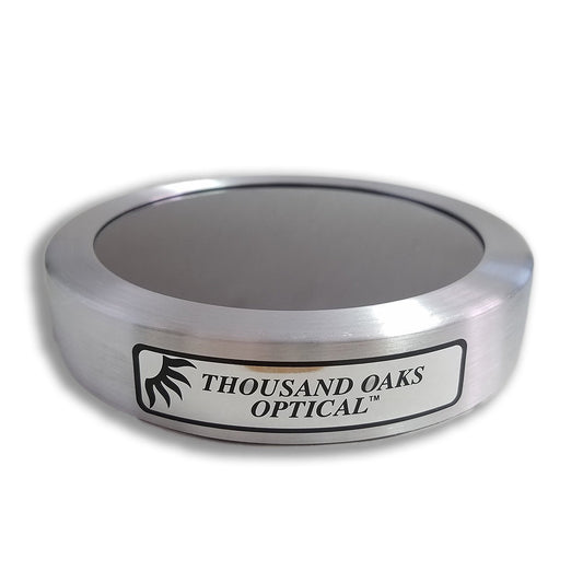 Thousand Oaks Optical SolarLite white light off axis solar filter WLF324OA WLF355OA metal cap with poly film ideal for beginner astronomers providing a safe precise and securely fitting off axis white light solar filter solution for safe solar viewing of sunspots solar granulation solar surface detail and solar activity and solar photography through compatible 324mm and 355mm telescopes — Telescope Wolves
