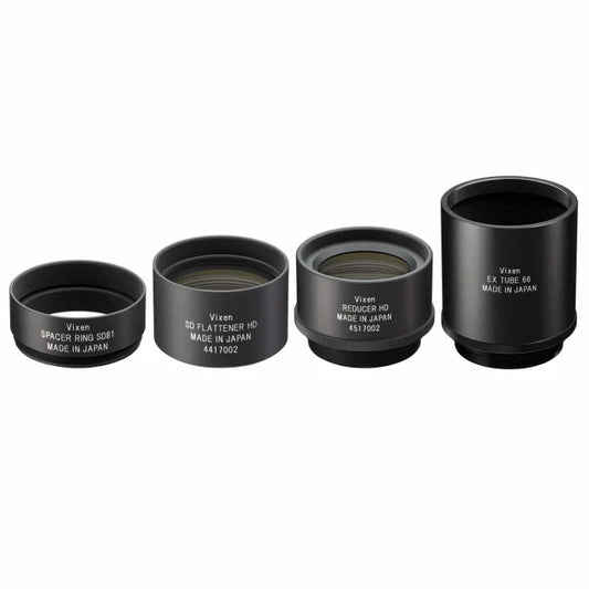 Vixen SD reducer HD kit ES37245 high performance telescope focal reducer ideal for beginner astrophotographers providing a wider field of view faster focal ratio sharper star images and shorter exposure times for capturing stunning wide field deep sky photos of nebulae galaxies and star clusters with compatible SD series refractor telescopes — Telescope Wolves
