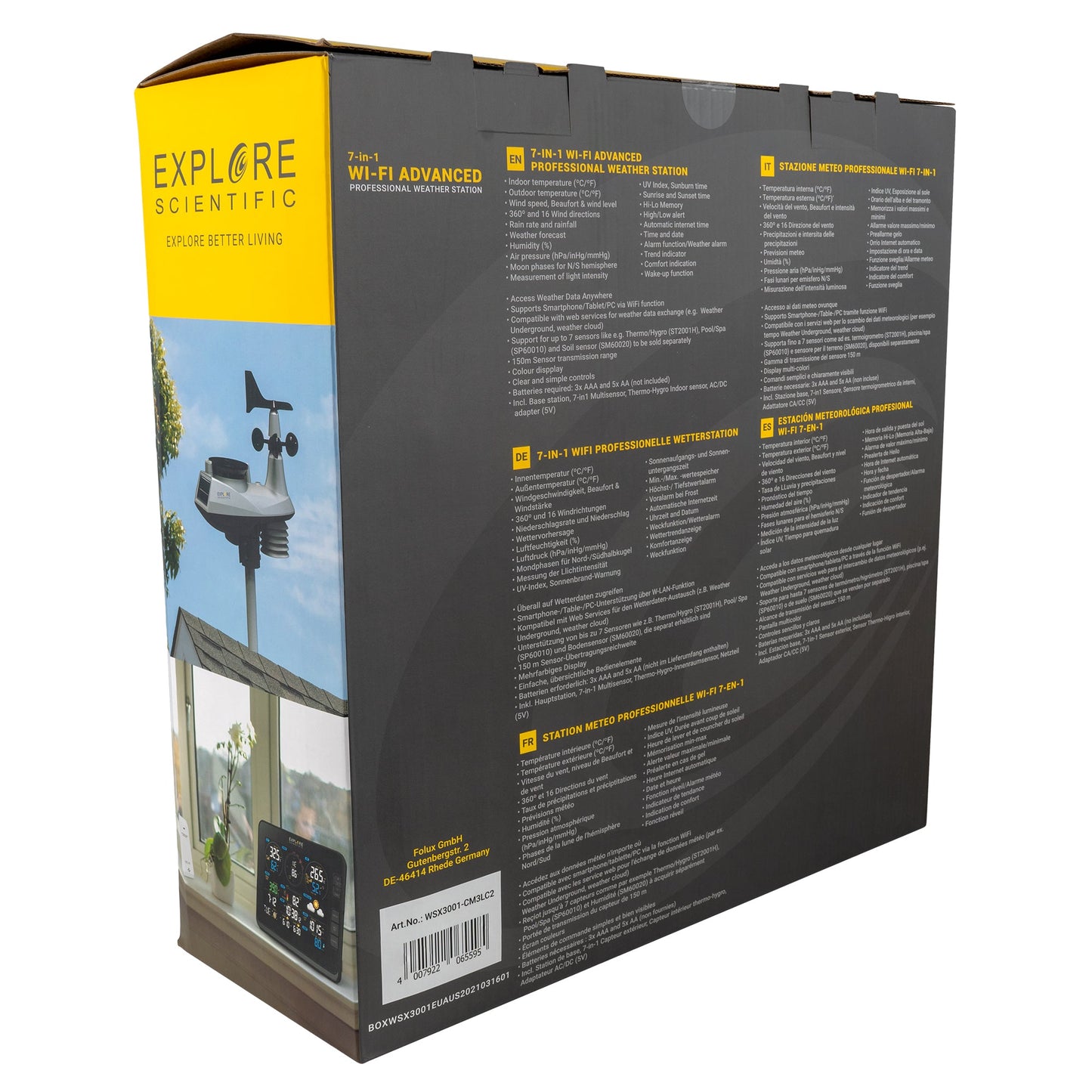 Explore Scientific 7‑in‑1 WiFi Professional Weather Station – WSX3001