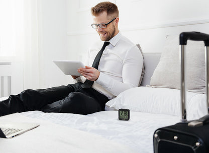 Explore Scientific Travel Alarm with Radio-Controlled Clock and Indoor Temperature Display RDC1008