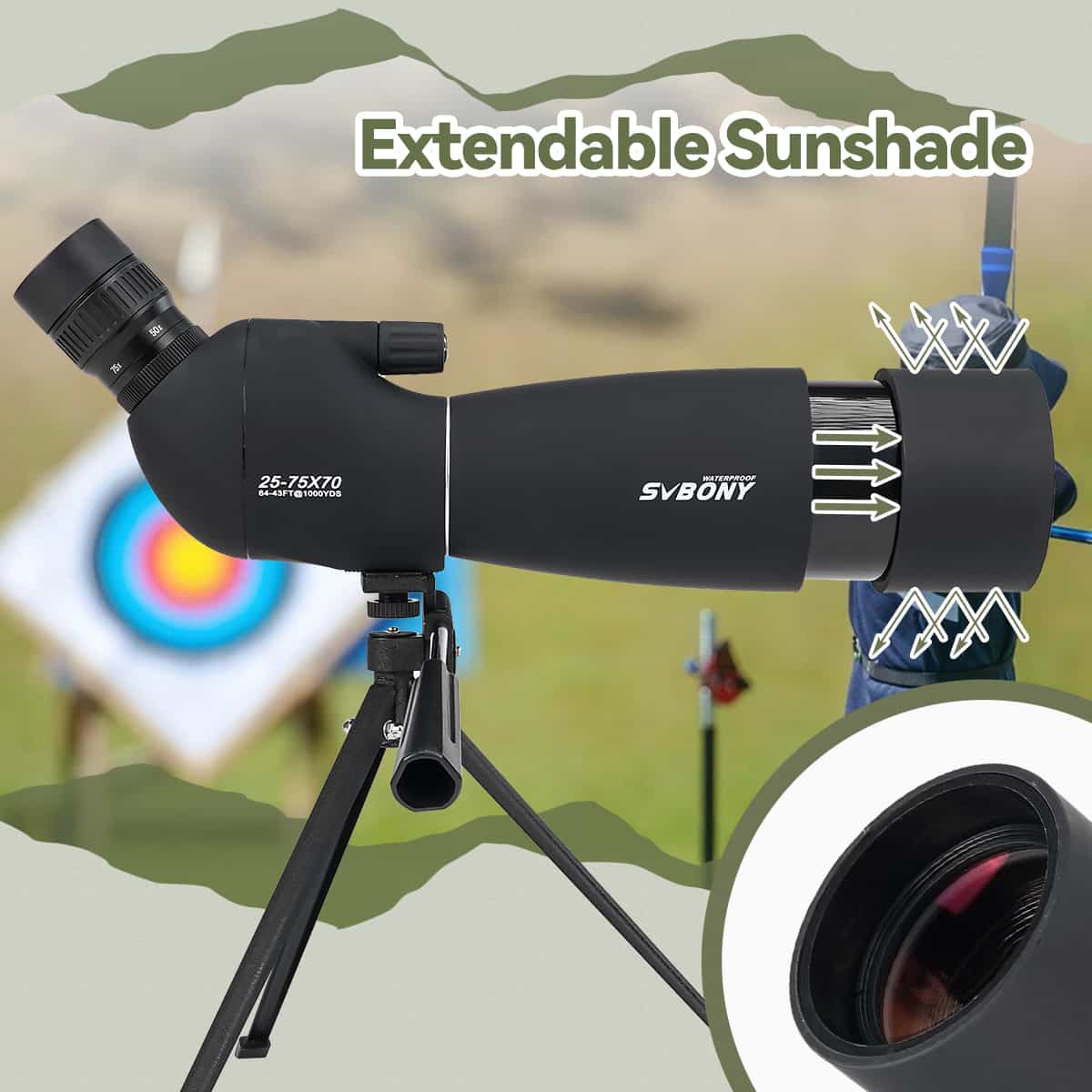 SV28 Plus 25-75x70 Spotting Scope For Phone Birding Photography