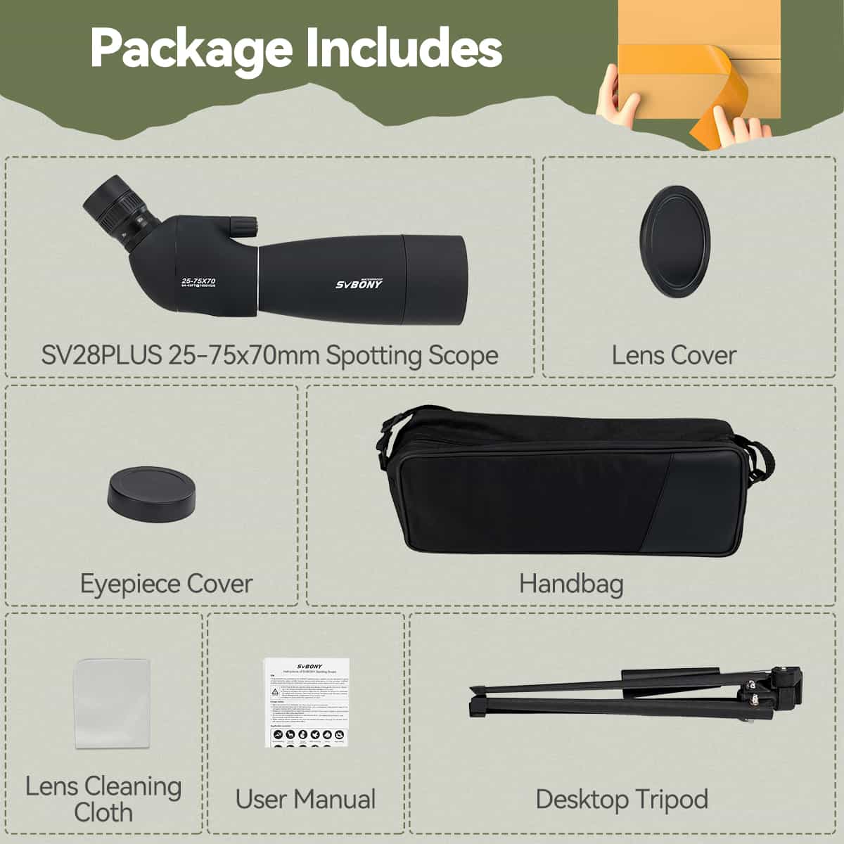 SV28 Plus 25-75x70 Spotting Scope For Phone Birding Photography