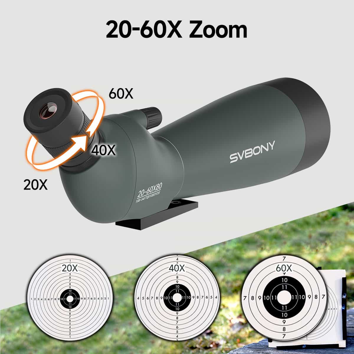 SV28A New Version 20-60X80 Spotting Scope For Archery Shooting, Target Observing and Birding Scenarios
