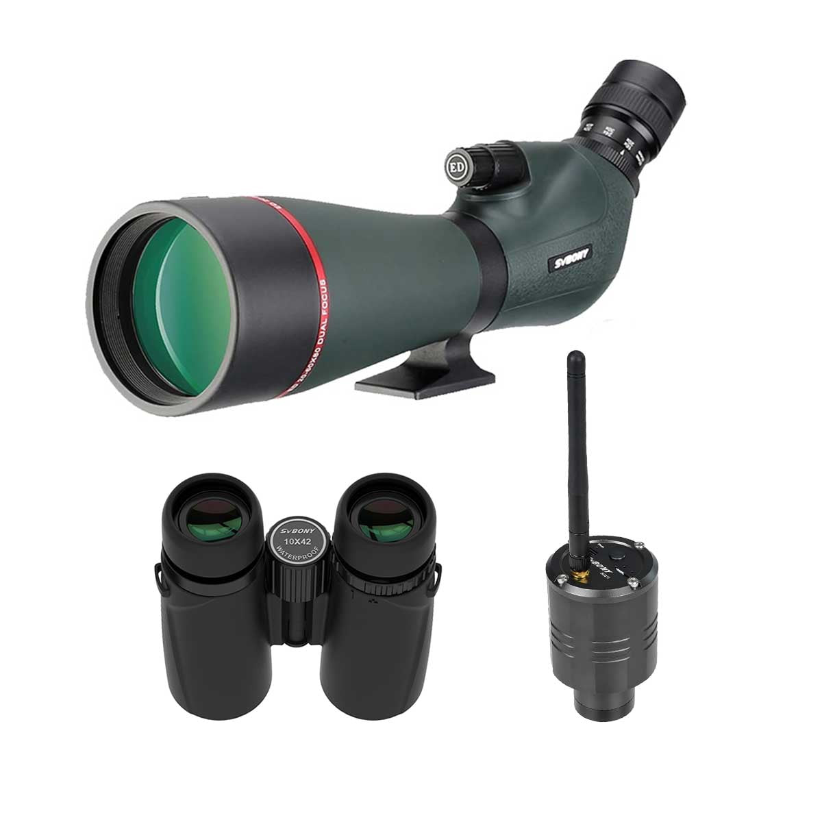 SV406P 20-60X80ED Spotting Scope with Binocular Bundle for Birding Festival