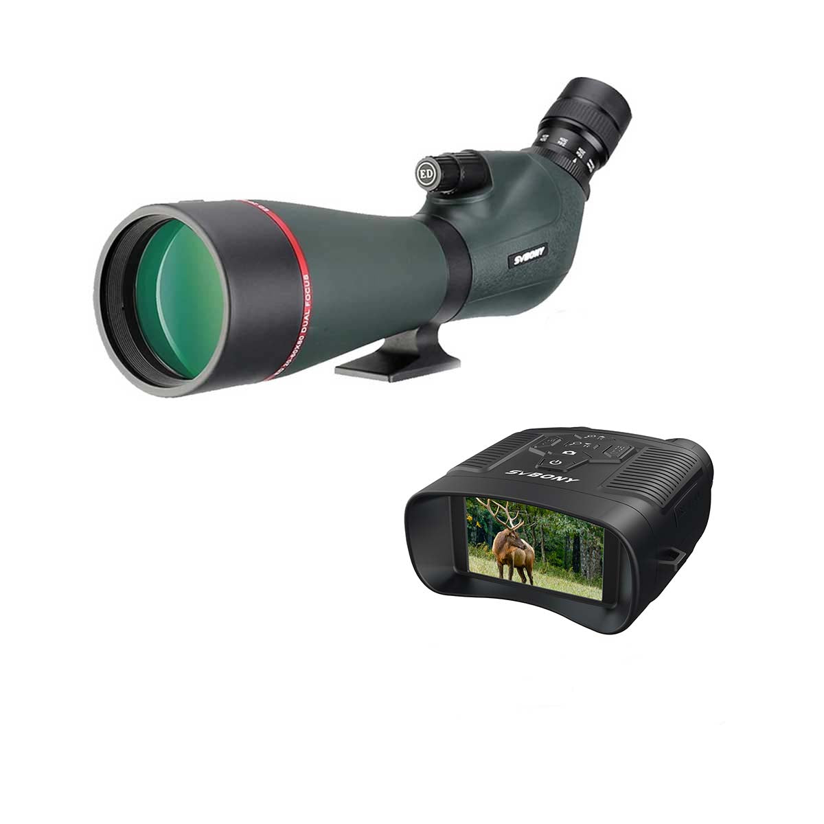 SV406P 20-60X80ED Spotting Scope with Binocular Bundle for Birding Festival