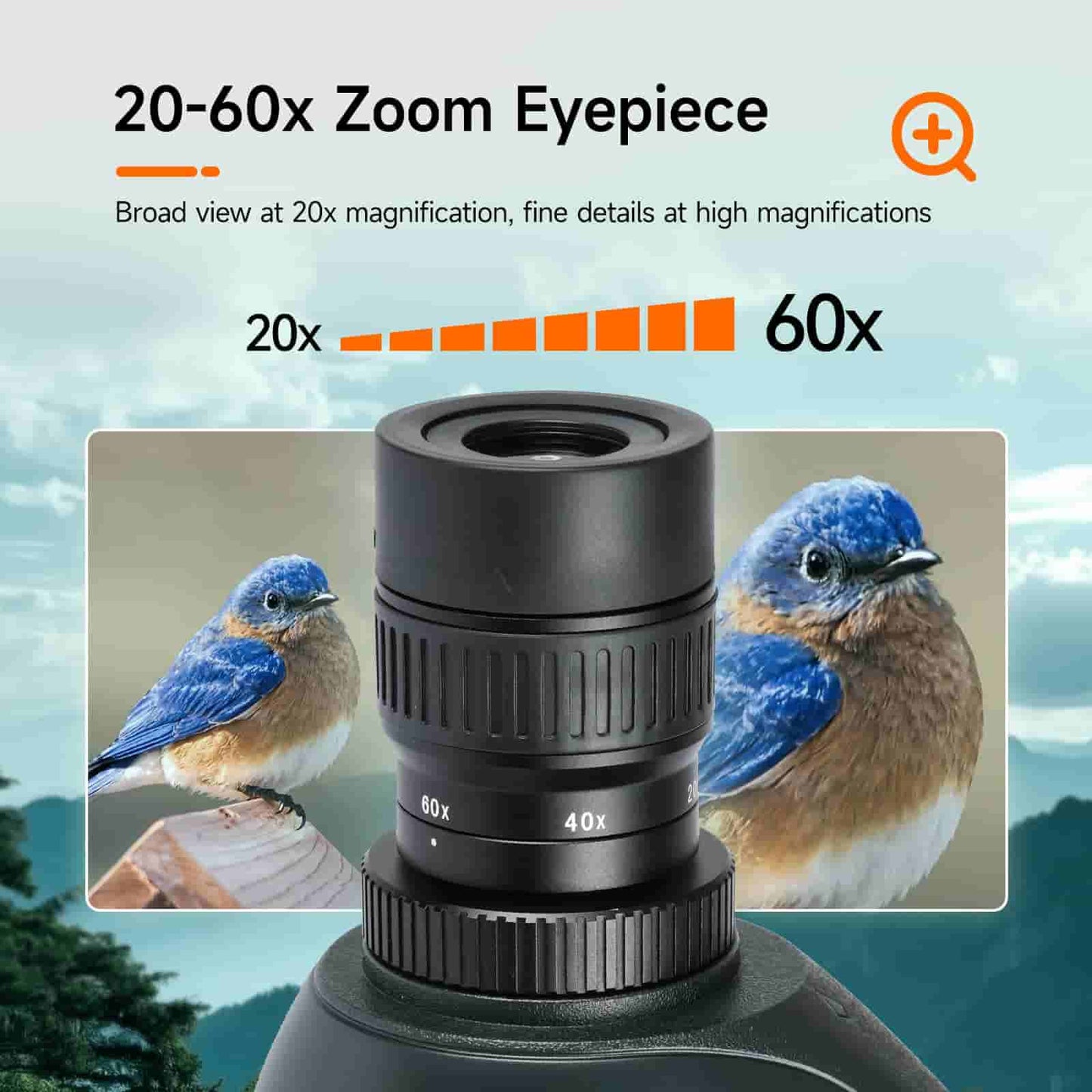 SV406 Spotting Scope HD 20-60x80 Spotting Scope FMC Dual Focus for Bird Watching Wildlife Target Shooting