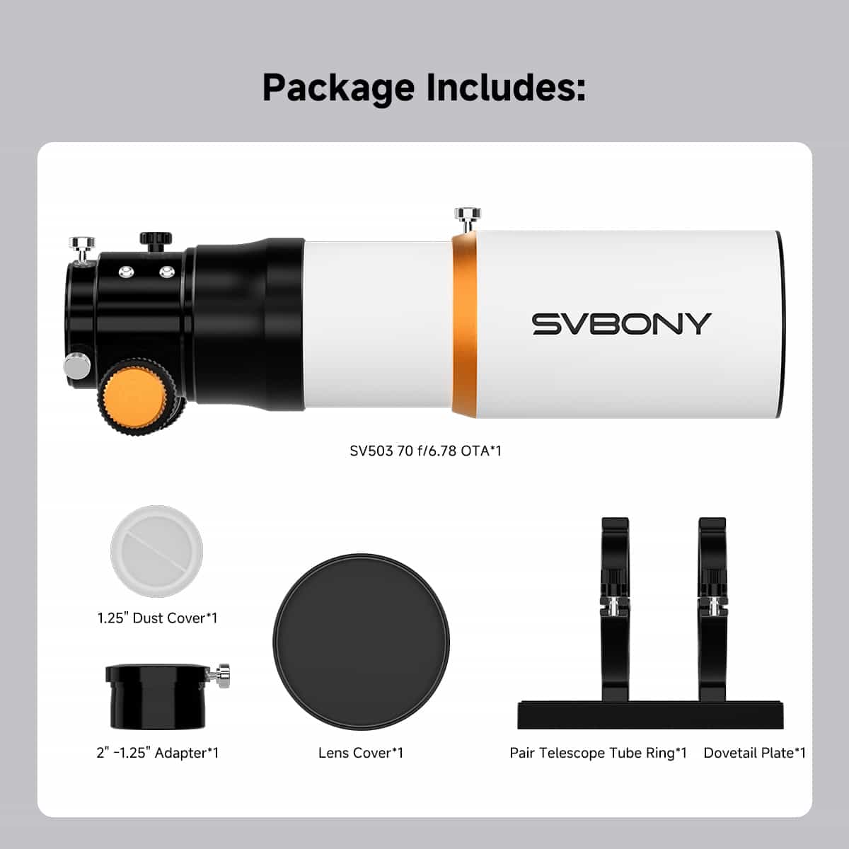 SVBONY SV503 70mm Upgraded f/6.78 Quadruplet 2-Element ED Flatfield Refractor Telescope for cameras APS-C Sensors