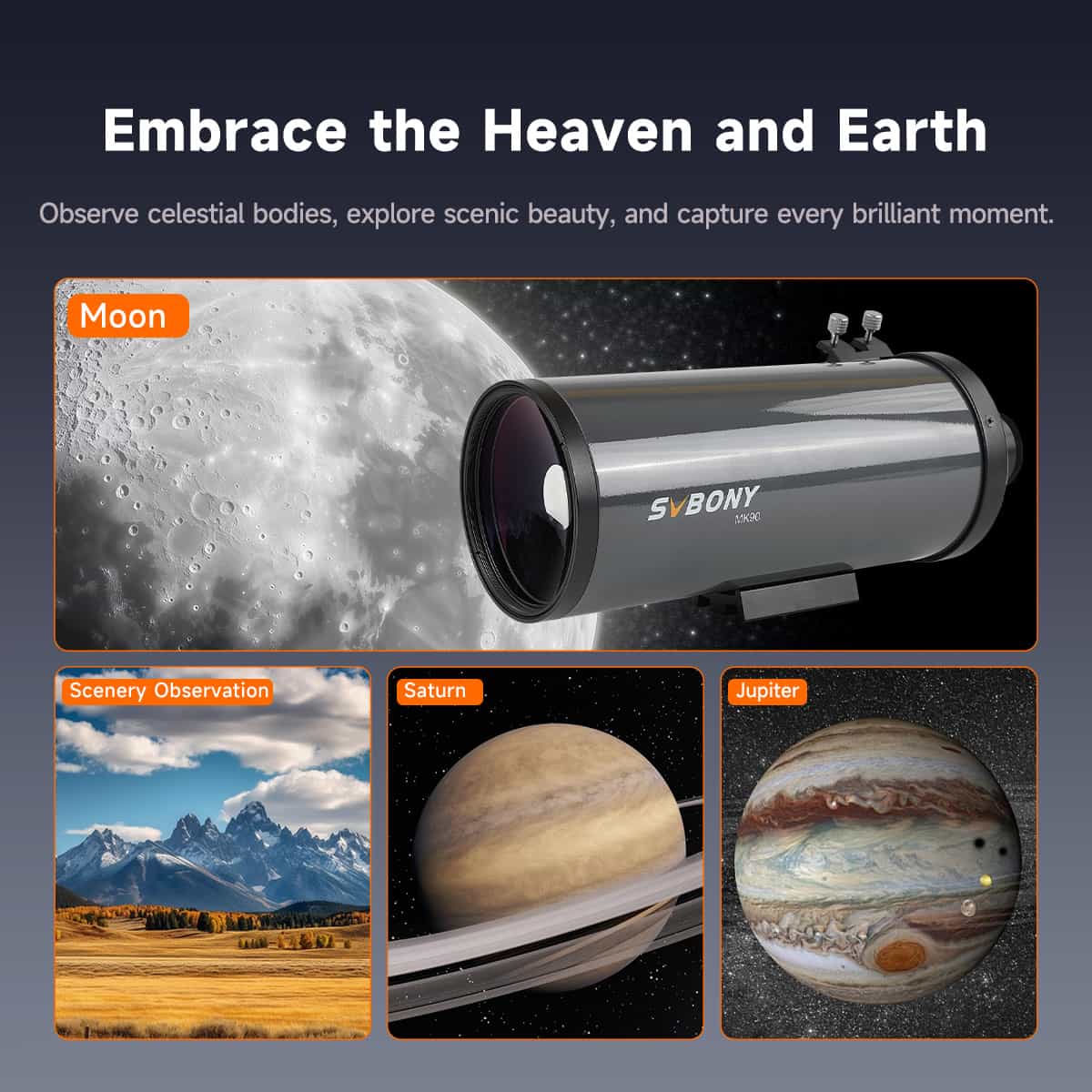 Svbony MK90 90mm Portable Maksutov Cassegrain Telescope – Great for Bird Watching, Long Range Viewing and Lunar Planetary Observations