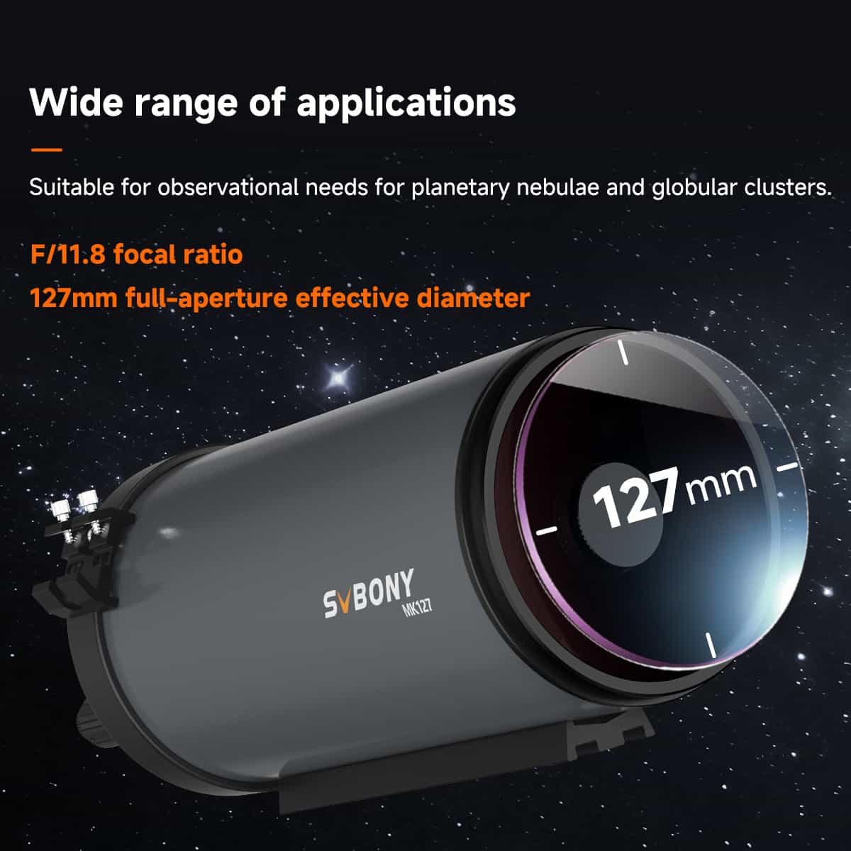 SVBONY MK127 Maksutov Cassegrain Telescope OTA 127mm f/11.8 Portable Design for Lunar Planetary Nebula Observations