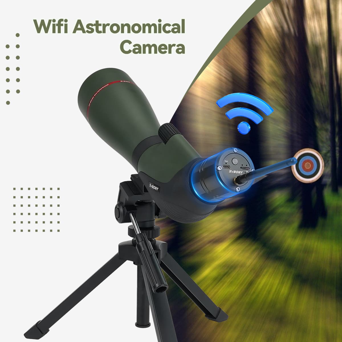 SA412 20-60X80 Spotting Scope with Wifi Camera Birding Photography