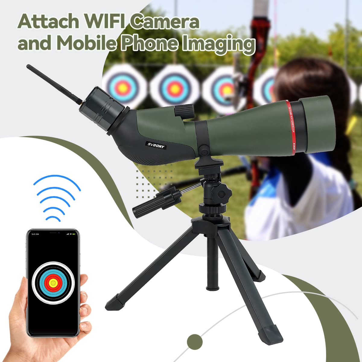 SA412 20-60X80 Spotting Scope with Wifi Camera Birding Photography