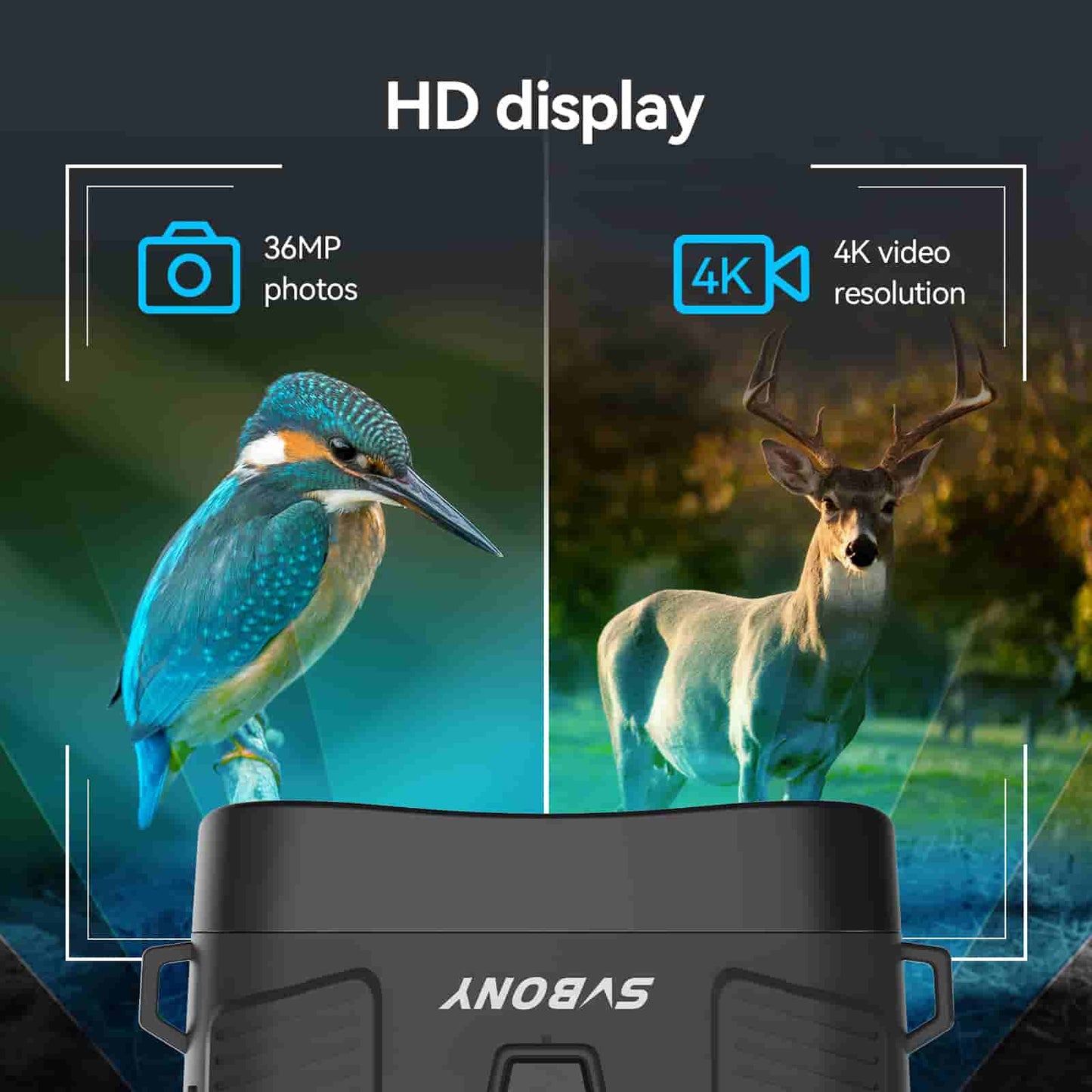 SA206 Night Vision Goggles Binoculars 4K Digital Infrared for Hunting, Bird Watching, Wildlife Observation, Night Fishing Camping