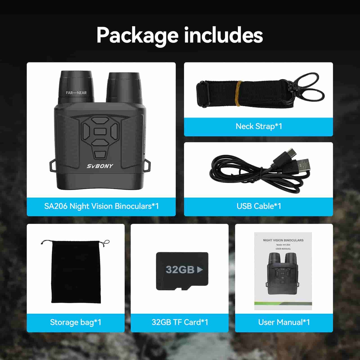 SA206 Night Vision Goggles Binoculars 4K Digital Infrared for Hunting, Bird Watching, Wildlife Observation, Night Fishing Camping