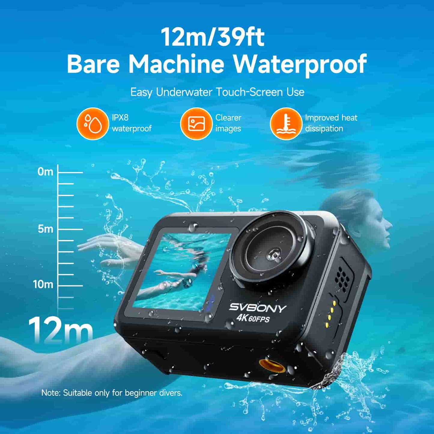ACT20 Upgraded Action Camera Interpilated 4K60fps Ultra HD Video 20MP Photos 166ft Waterproof 1080p Live Streaming Webcam