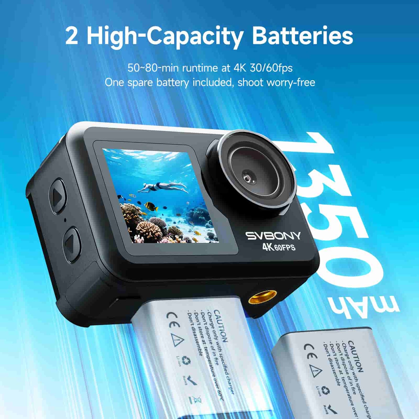 ACT20 Upgraded Action Camera Interpilated 4K60fps Ultra HD Video 20MP Photos 166ft Waterproof 1080p Live Streaming Webcam