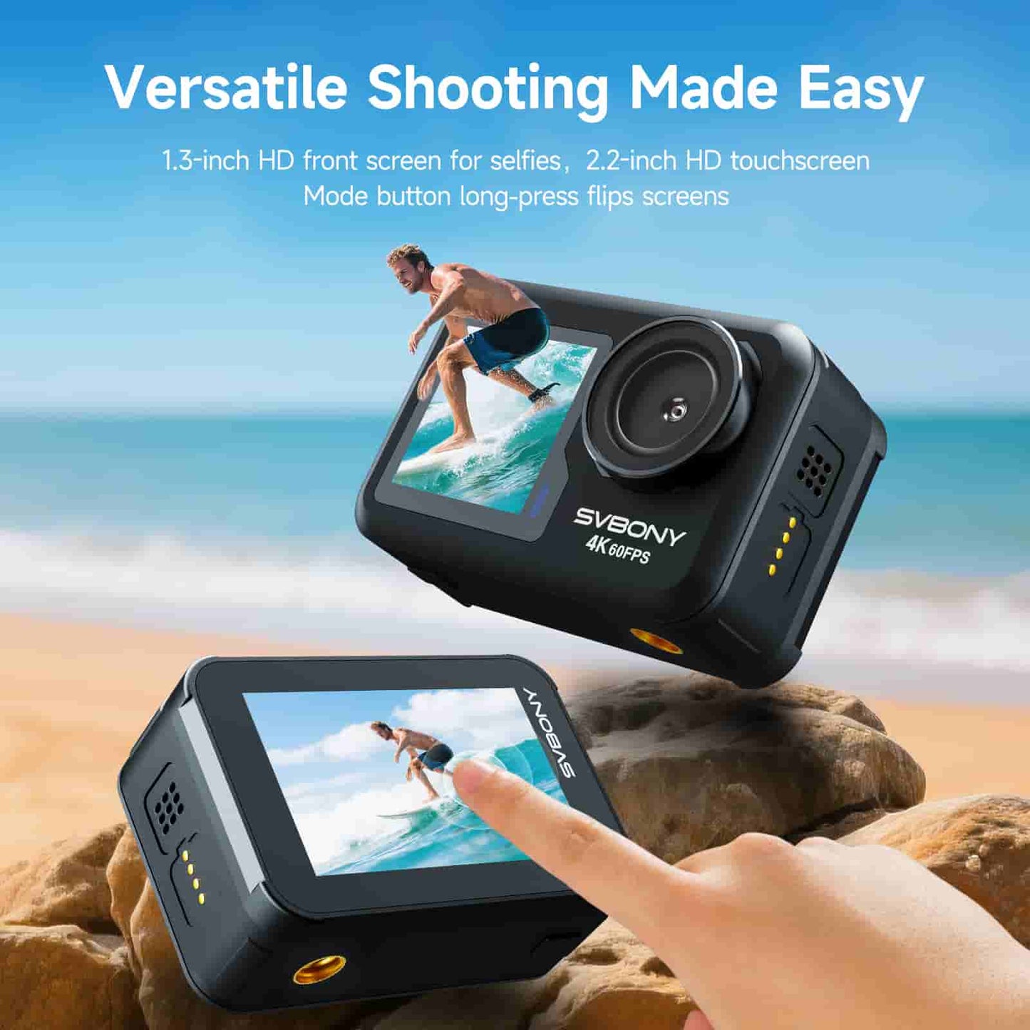 ACT20 Upgraded Action Camera Interpilated 4K60fps Ultra HD Video 20MP Photos 166ft Waterproof 1080p Live Streaming Webcam