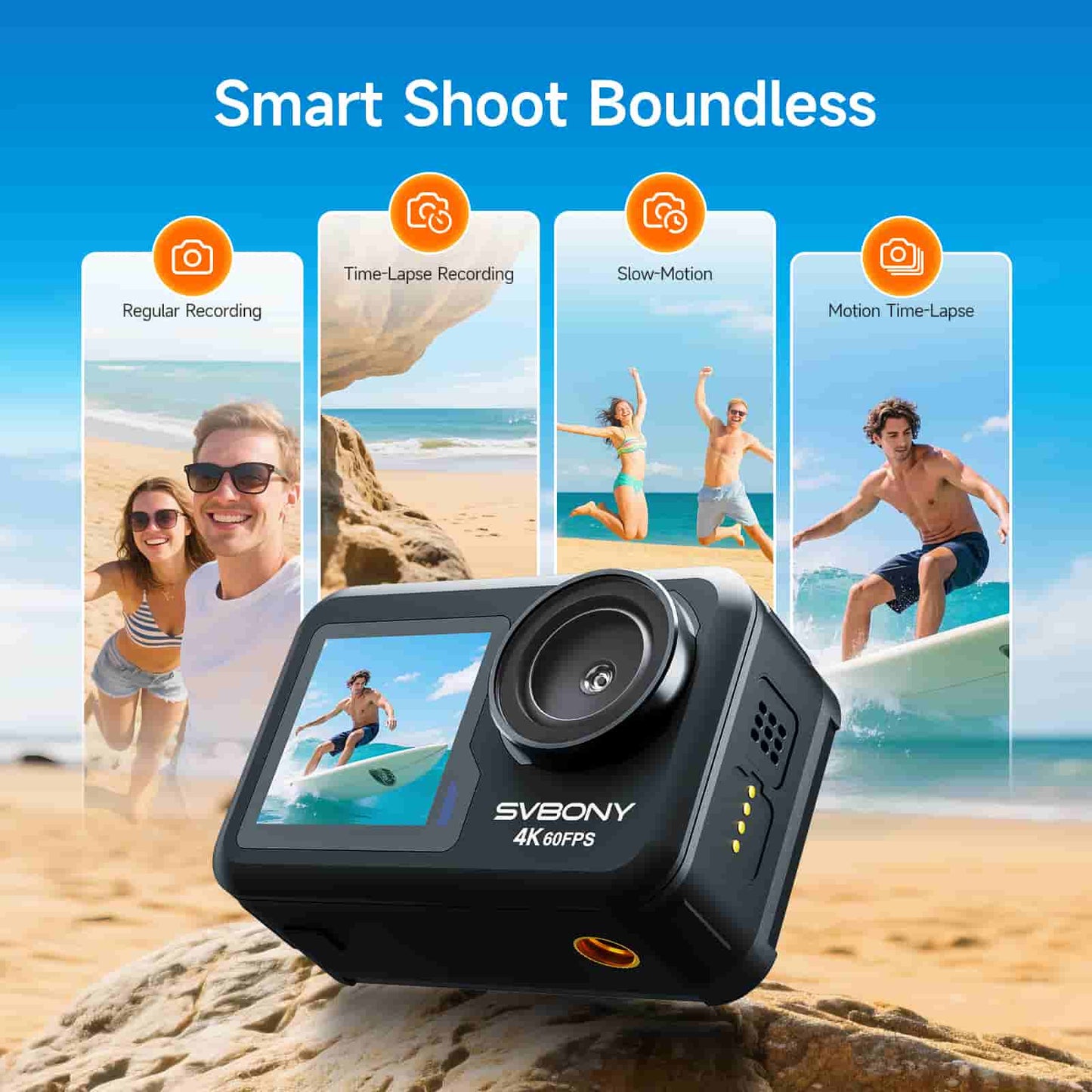 ACT20 Upgraded Action Camera Interpilated 4K60fps Ultra HD Video 20MP Photos 166ft Waterproof 1080p Live Streaming Webcam