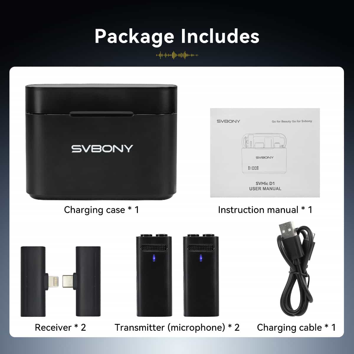 SVMic D1 Wireless Lavalier Microphone Noise Reduction Mini Mic for Interview, Video Recording, Vlogging, Live Streaming