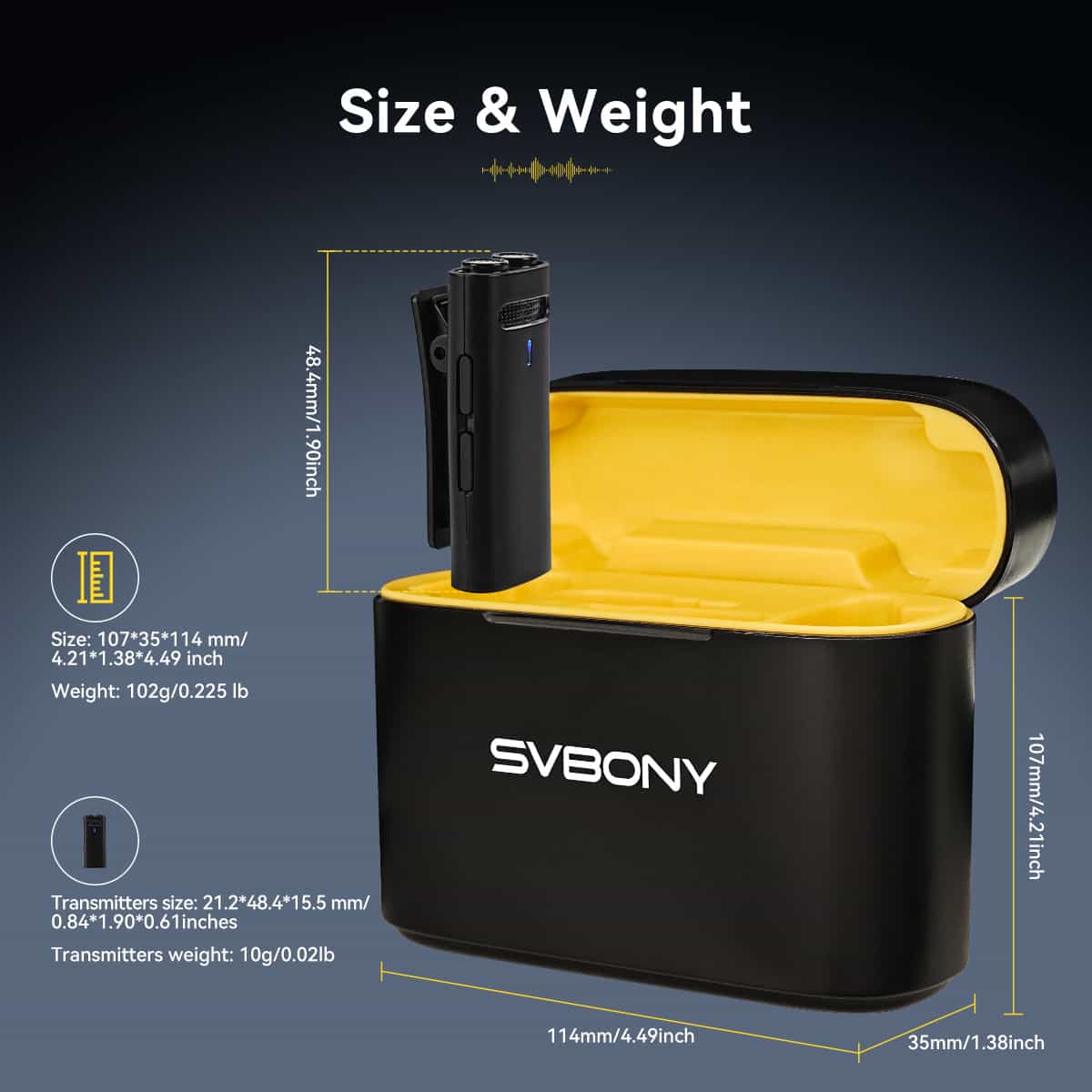 SVMic D1 Wireless Lavalier Microphone Noise Reduction Mini Mic for Interview, Video Recording, Vlogging, Live Streaming