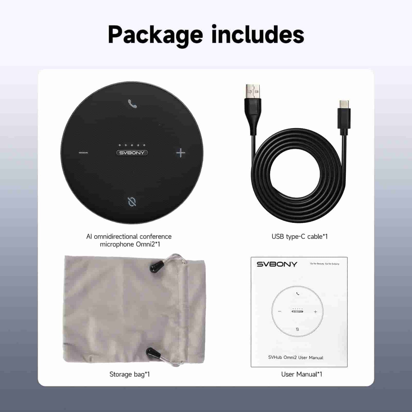 SVHub Omni2 Bluetooth Omni-Directional Microphone for Borderless Communication Conferencing - For the AI Smart Office